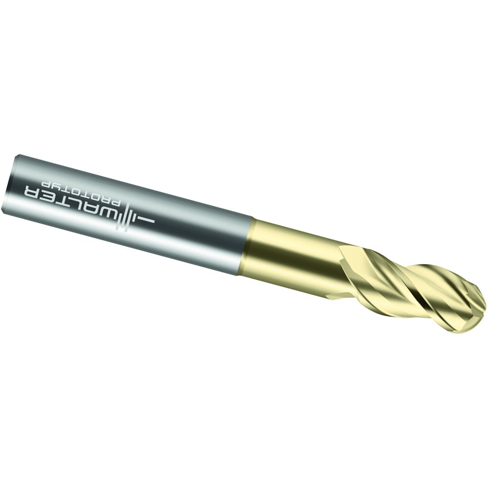 Ball End Mill: 1/4" Dia, 1/2" LOC, 3 Flute, Solid Carbide