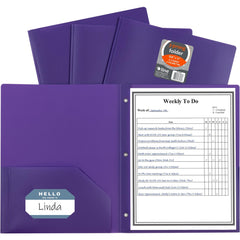 Portfolios, Report Covers & Pocket Binders; Color: Purple; Overall Width: 9; Overall Length: 11.00; Material: Polypropylene