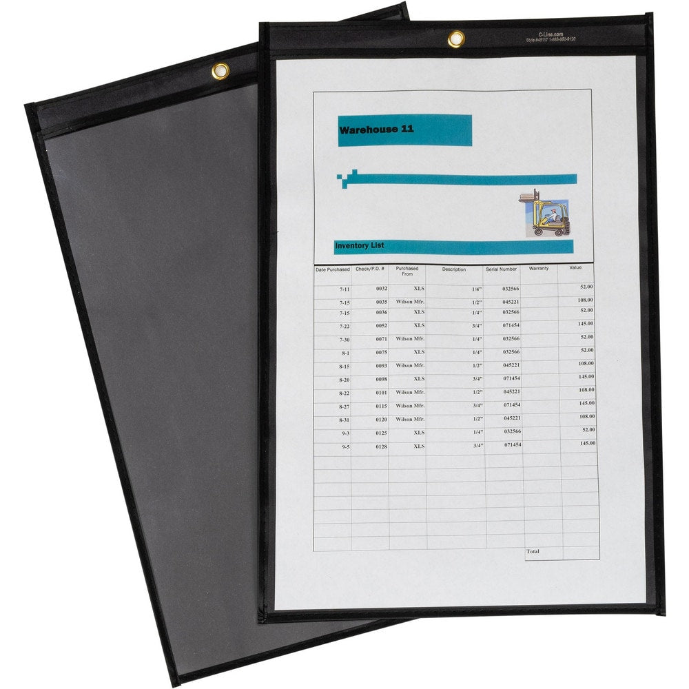 Document Protectors; Document Type: Shop Ticket Holder; Material: Vinyl; Color: Black; For Document Width: 11 in; For Document Length: 17 in