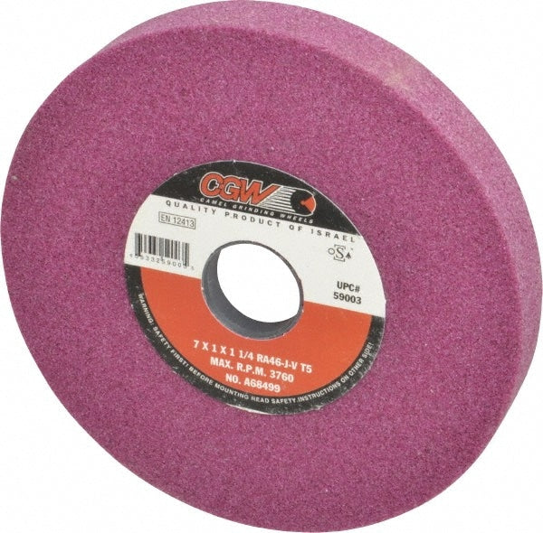 Surface Grinding Wheel: 7" Dia, 1" Thick, 1-1/4" Arbor, 46 Grit