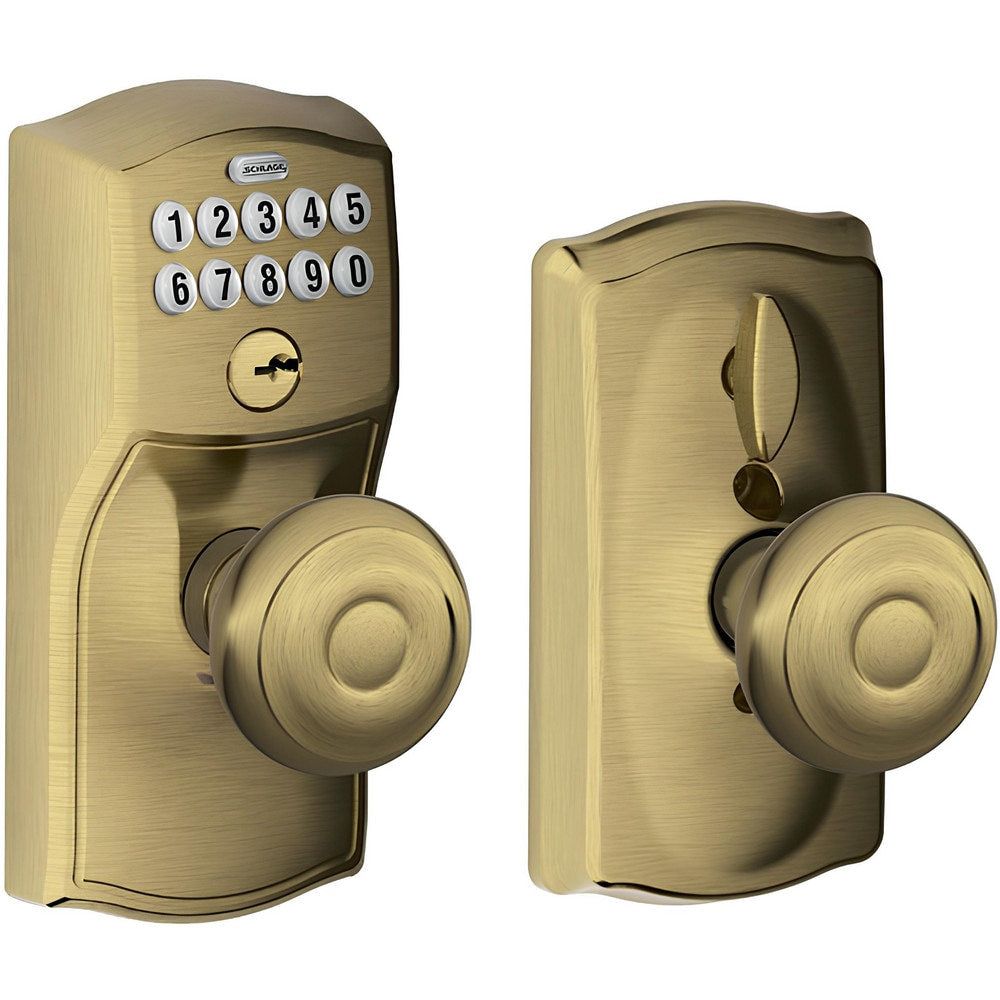 Knob Locksets; Type: Entrance; Key Type: Keyed Different; Material: Metal; Finish/Coating: Satin Brass; Compatible Door Thickness: 1-3/8" to 1-3/4"; Backset: 2.75; Lockset Grade: Grade 2