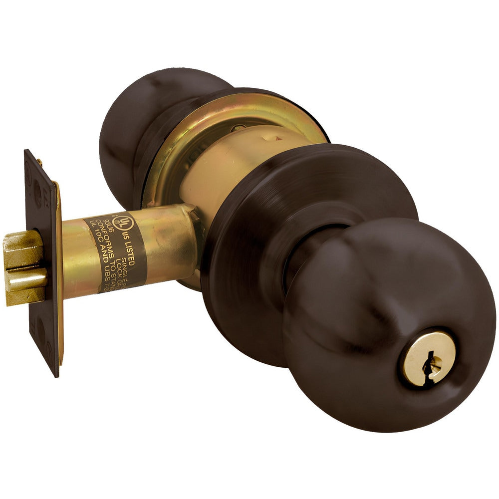 Knob Locksets; Type: Entrance; Key Type: Keyed Different; Material: Metal; Finish/Coating: Oil-Rubbed Bronze; Compatible Door Thickness: 1-3/8" to 1-3/4"; Backset: 2.375; Lockset Grade: Grade 2