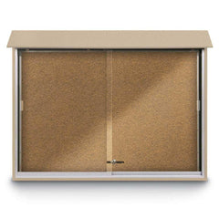 Enclosed Bulletin Board: 52" Wide, 40" High, Cork, Tan