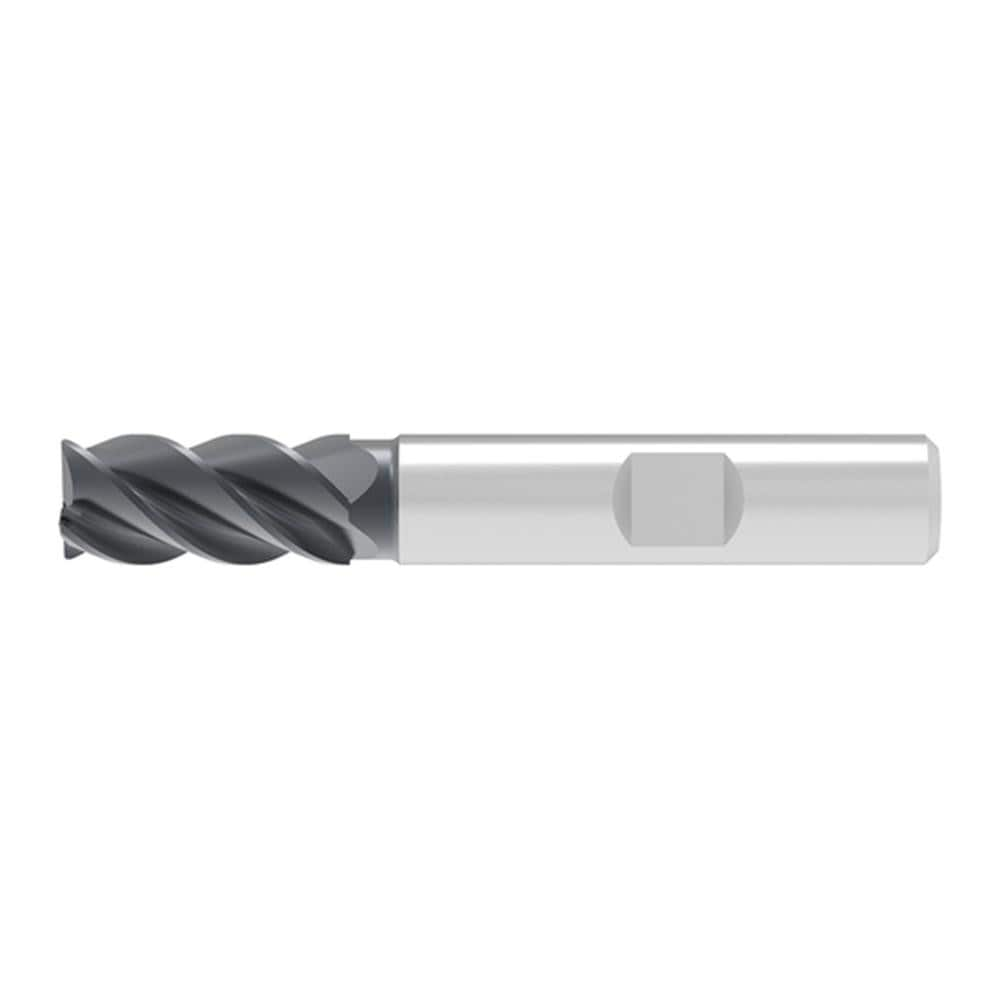 Corner Chamfer End Mill: 9.50 mm Dia, 15.00 mm LOC, 4 Flute, 0.20 mm Chamfer Width, Solid Carbide