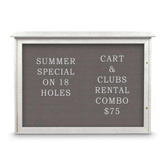 Enclosed Letter Board: 48" Wide, 36" High, Fabric, Gray