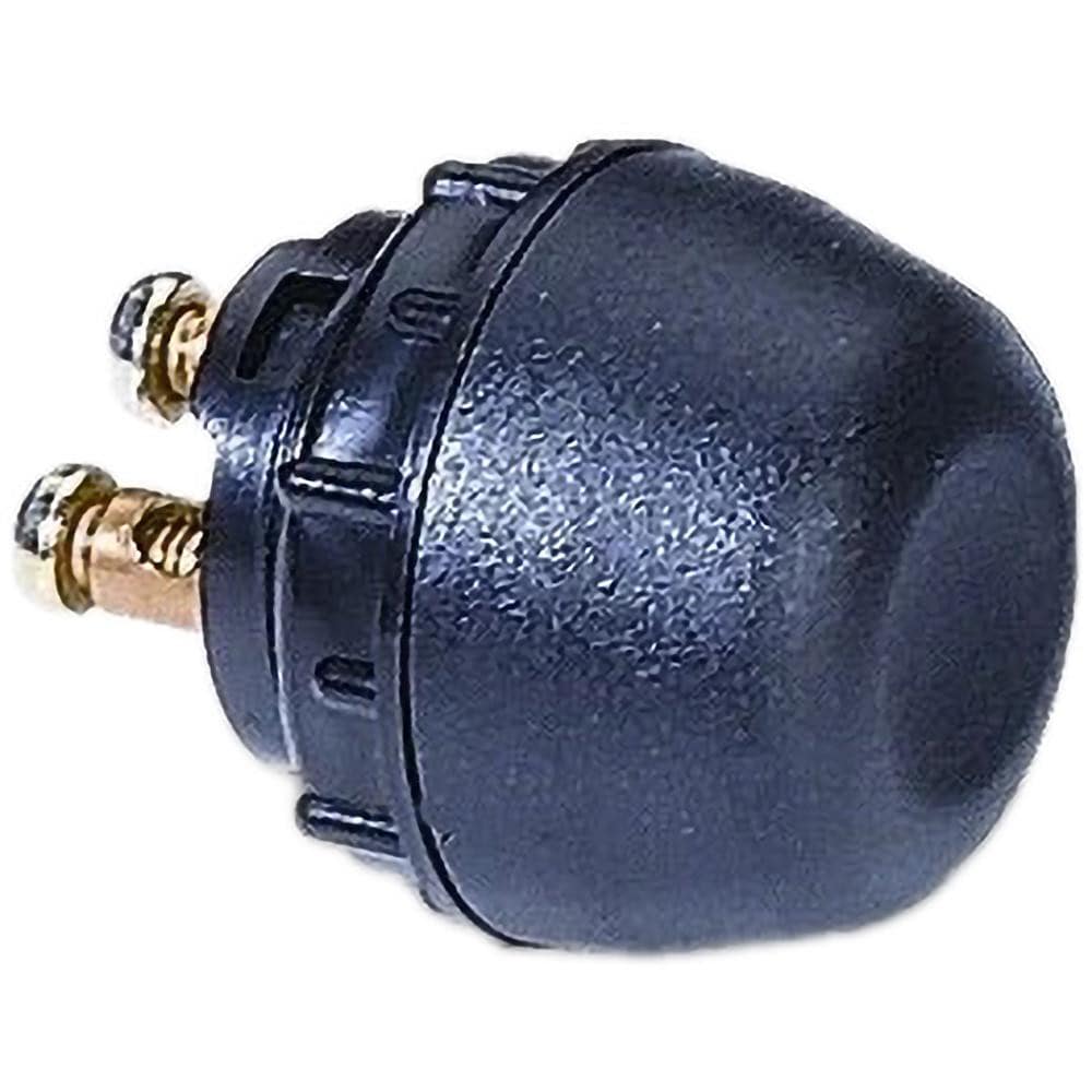 Automotive Switches; Switch Type: Starter; Number Of Connections: 2; Sequence: Momentary On; Amperage: 30; Voltage: 12; Color: Black; Actuator Type: Push Button