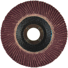 Flap Disc:  4-1/2" Dia, 5/8-11" Hole, 24 Grit, Aluminum Oxide, Type 27