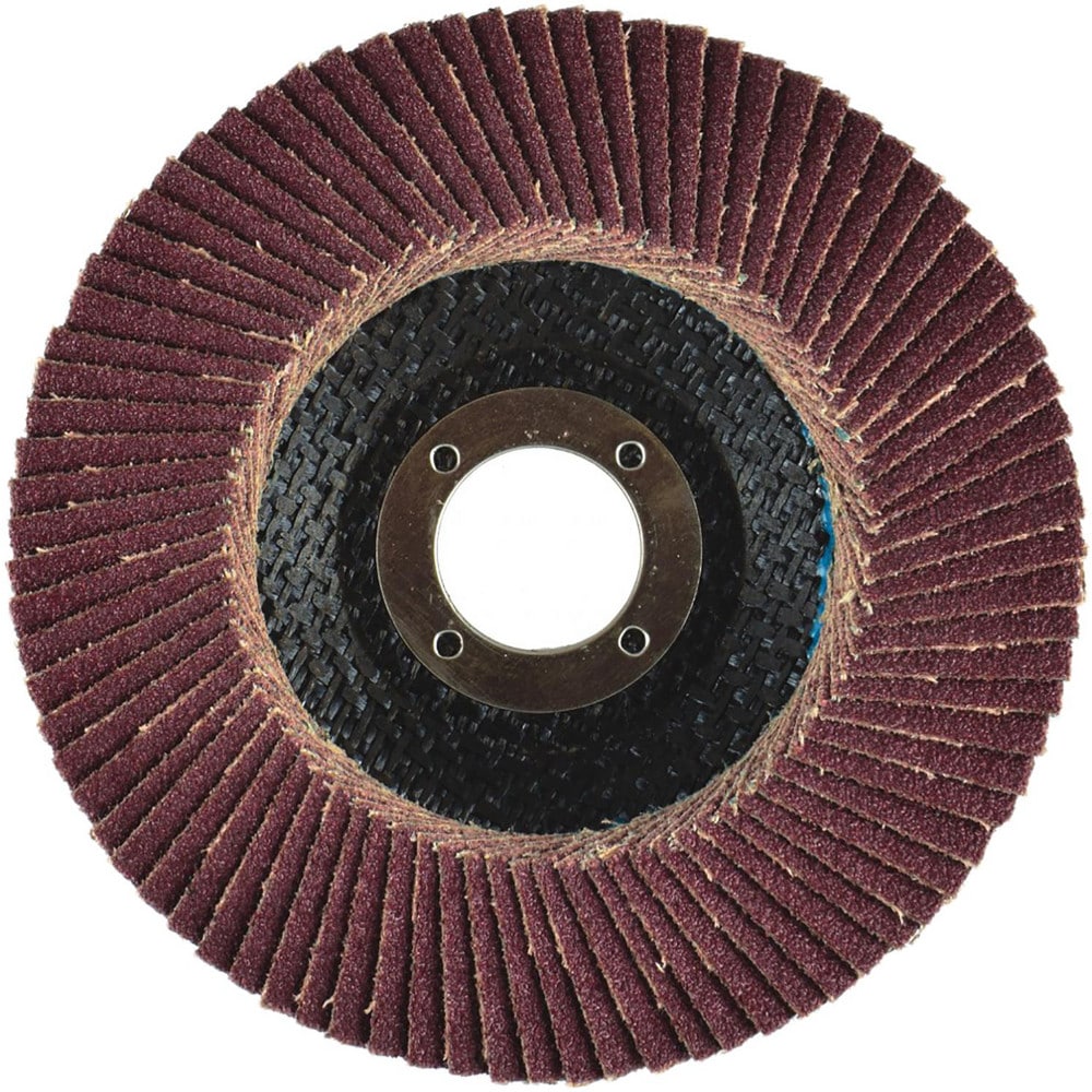 Flap Disc:  4-1/2" Dia, 5/8-11" Hole, 80 Grit, Aluminum Oxide, Type 29