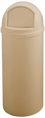 Decorative Trash Can: 15 gal, Round, Beige