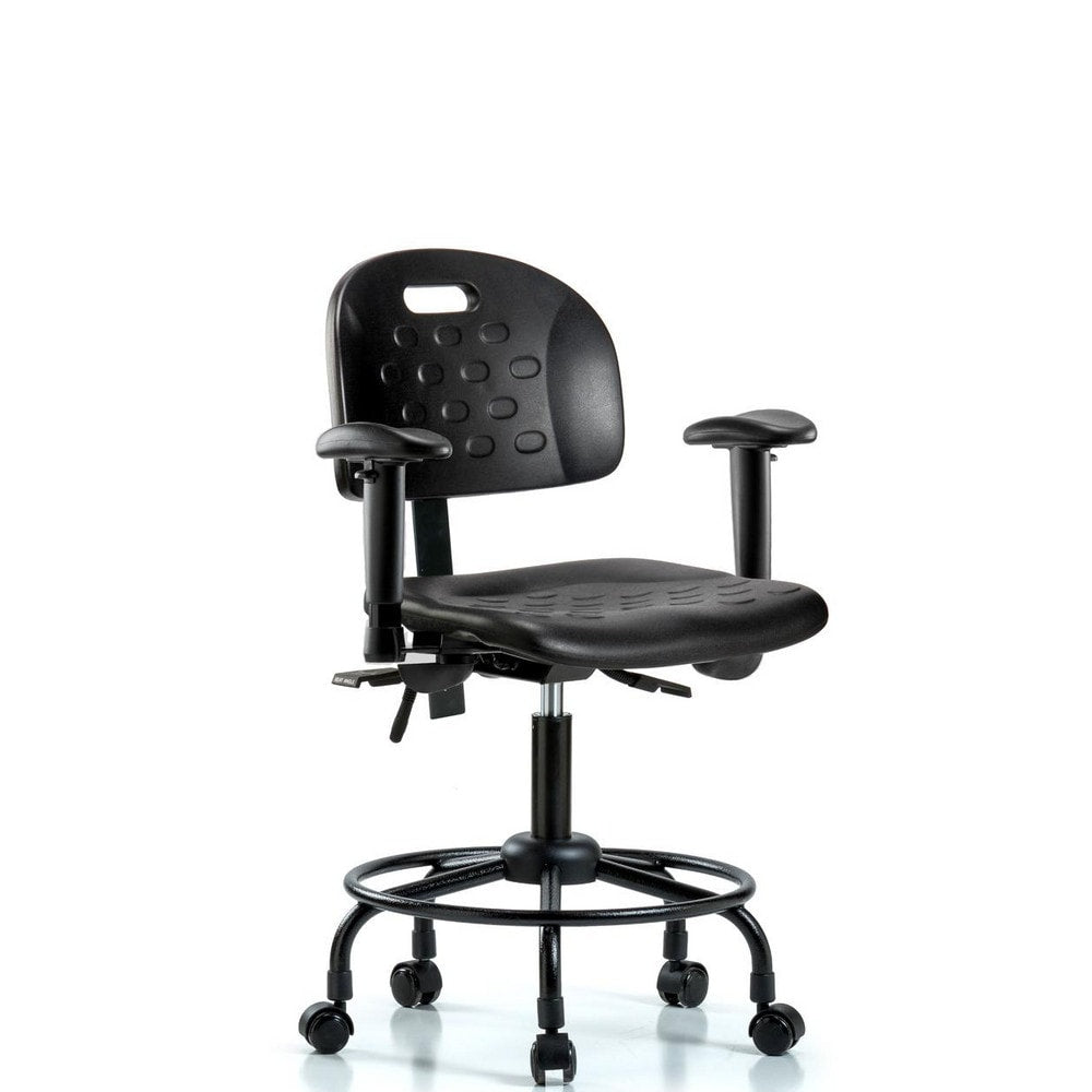 Polyurethane Task Chair: Polyurethane, 26-1/2" Seat Height, Black