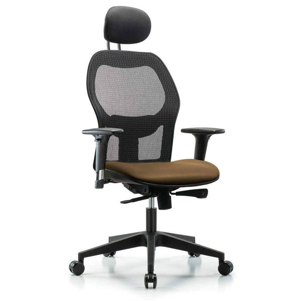 Mesh Office Task Chair: Vinyl, 23" Seat Height, Taupe