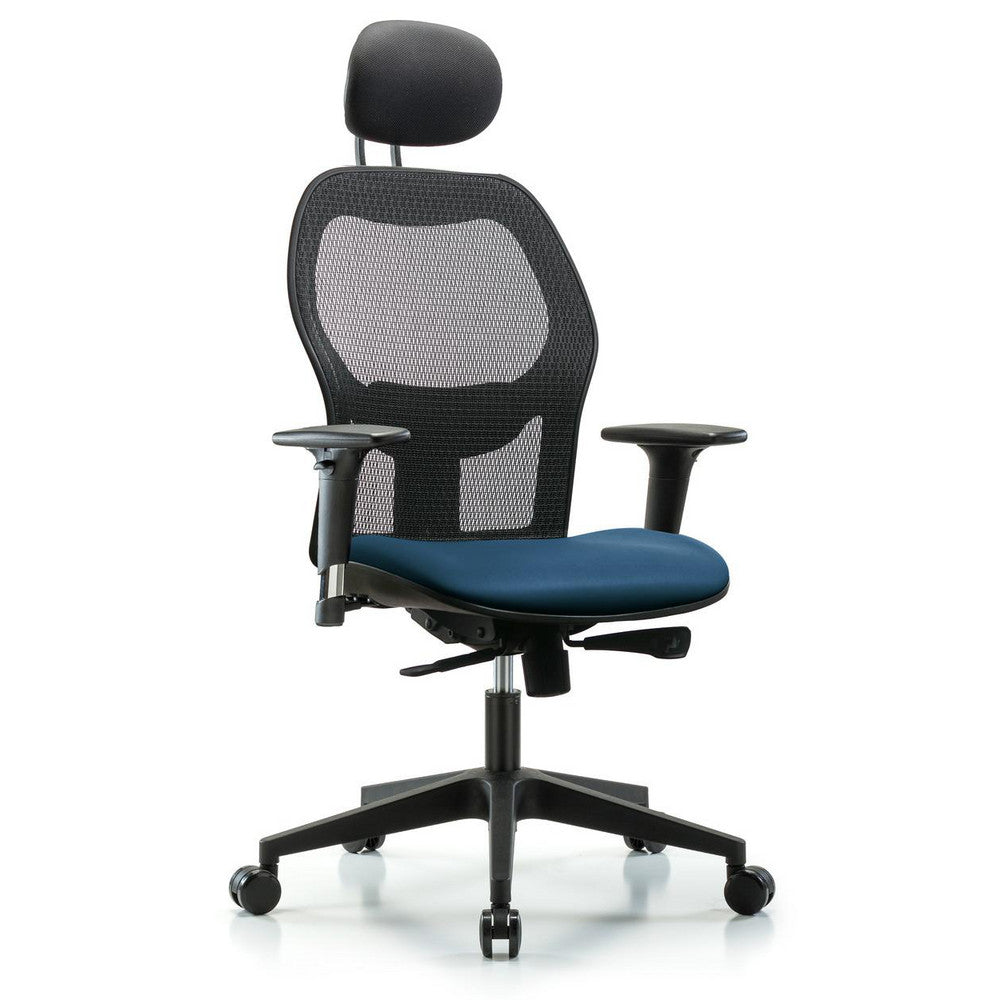 Mesh Office Task Chair: Vinyl, 23" Seat Height, Marine Blue