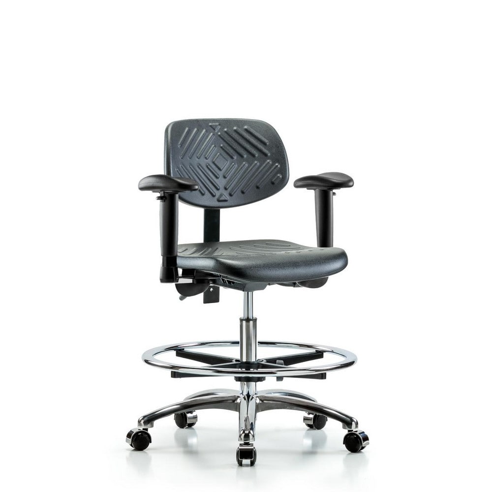 Polyurethane Task Chair: Polyurethane, 28" Seat Height, Black