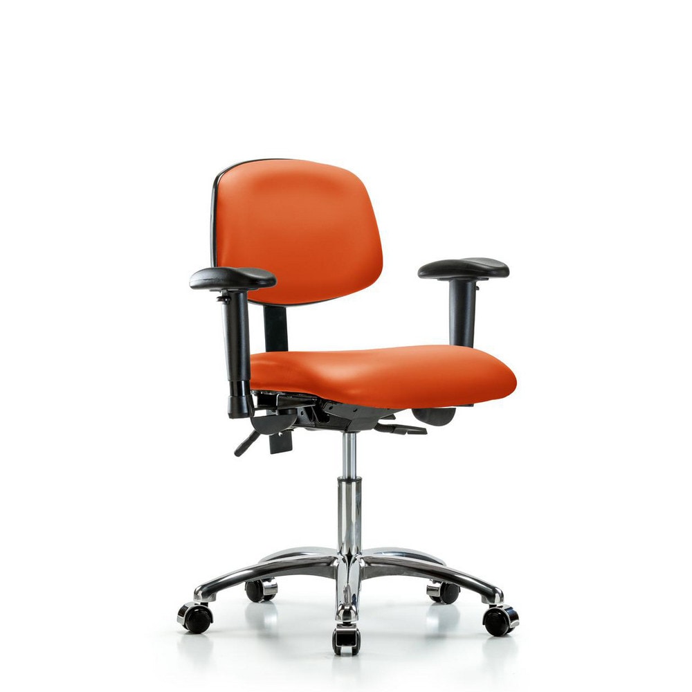 Ergonomic Multifunction Task Chair: Vinyl, 24" Seat Height, Orange Kist