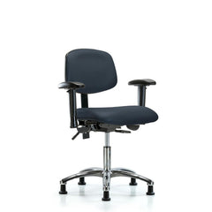 Ergonomic Multifunction Task Chair: Vinyl, 24" Seat Height, Imperial Blue