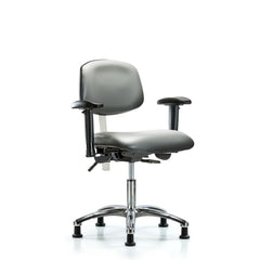 Clean Room Task Chair: Vinyl, 24" Seat Height, Sterling