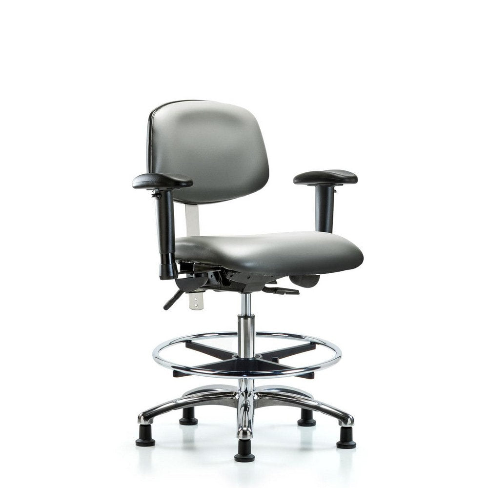 Clean Room Task Chair: Vinyl, 29" Seat Height, Sterling