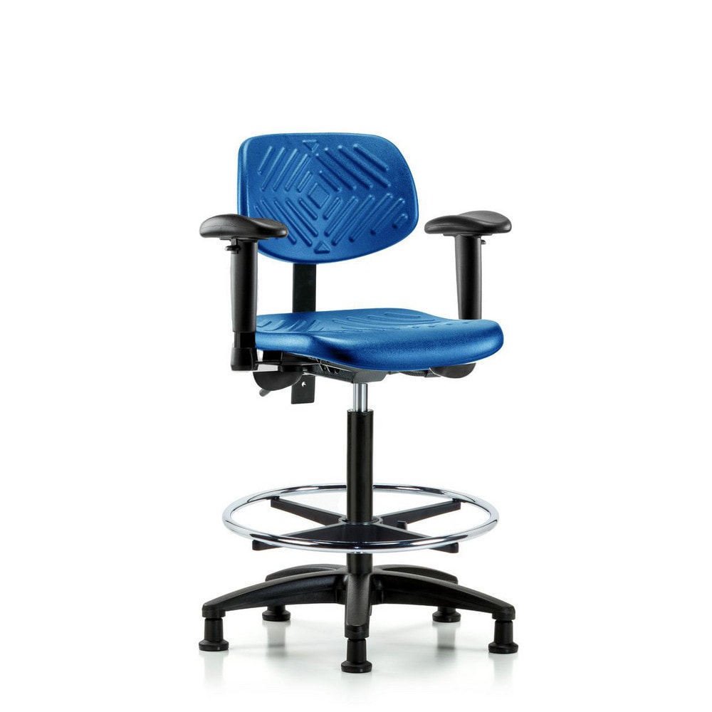 Polyurethane Task Chair: Polyurethane, 33-1/4" Seat Height, Blue