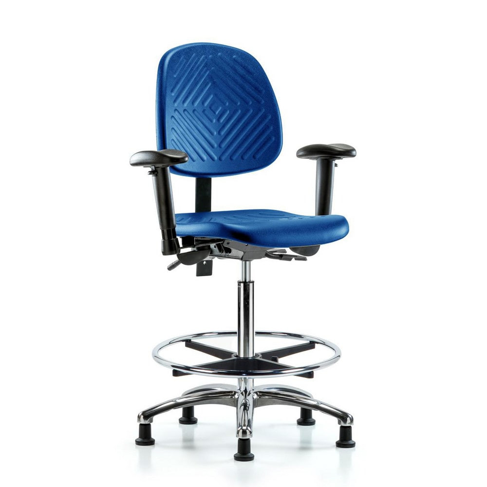 Polyurethane Task Chair: Polyurethane, 34-3/4" Seat Height, Blue