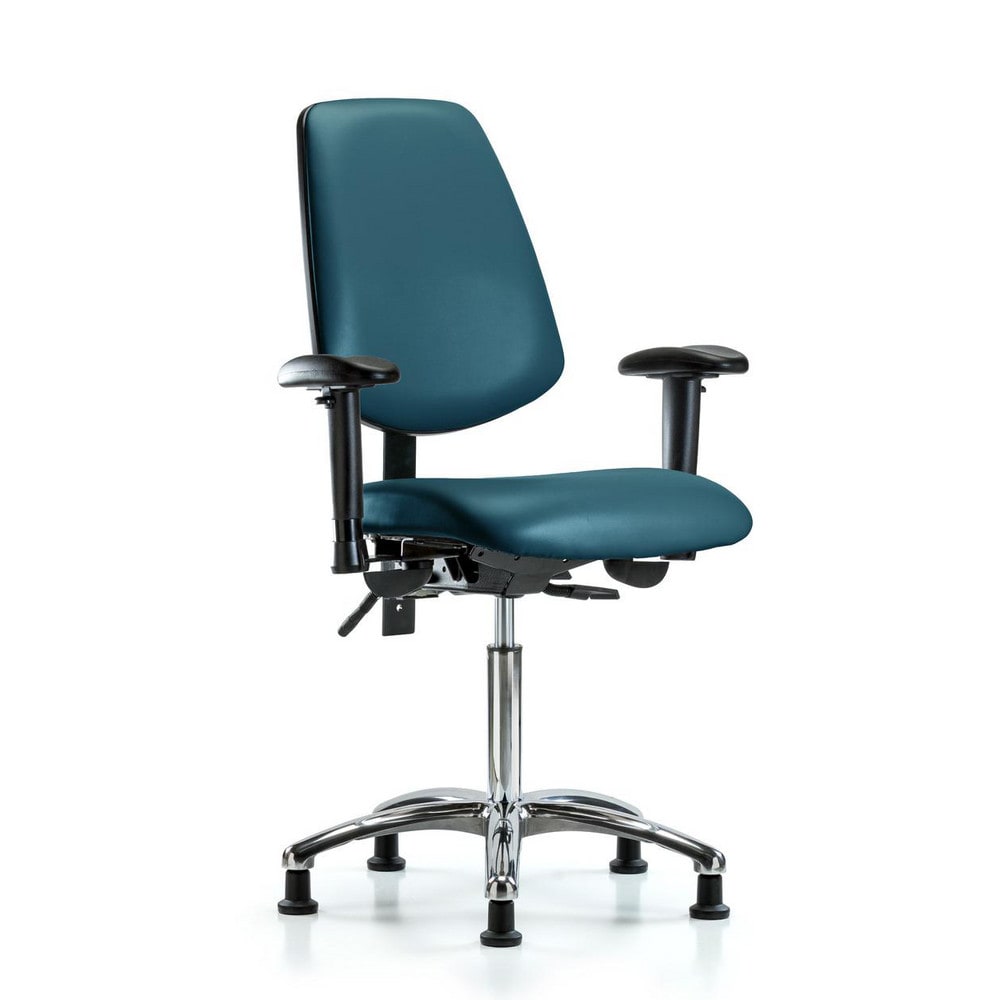 Ergonomic Multifunction Task Chair: Vinyl, 29" Seat Height, Marine Blue