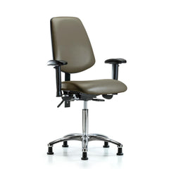 Ergonomic Multifunction Task Chair: Vinyl, 29" Seat Height, Taupe