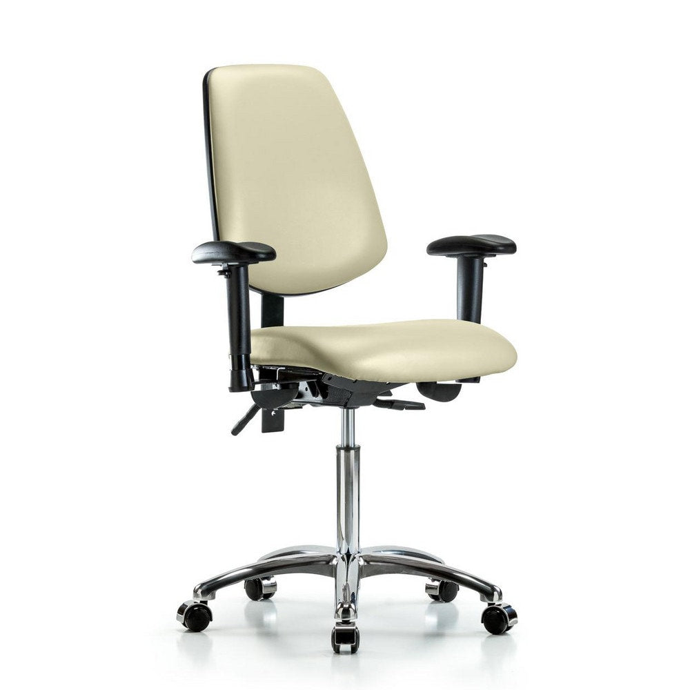 Ergonomic Multifunction Task Chair: Vinyl, 29" Seat Height, Adobe White