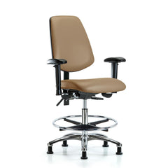 Ergonomic Multifunction Task Chair: Vinyl, 29" Seat Height, Taupe