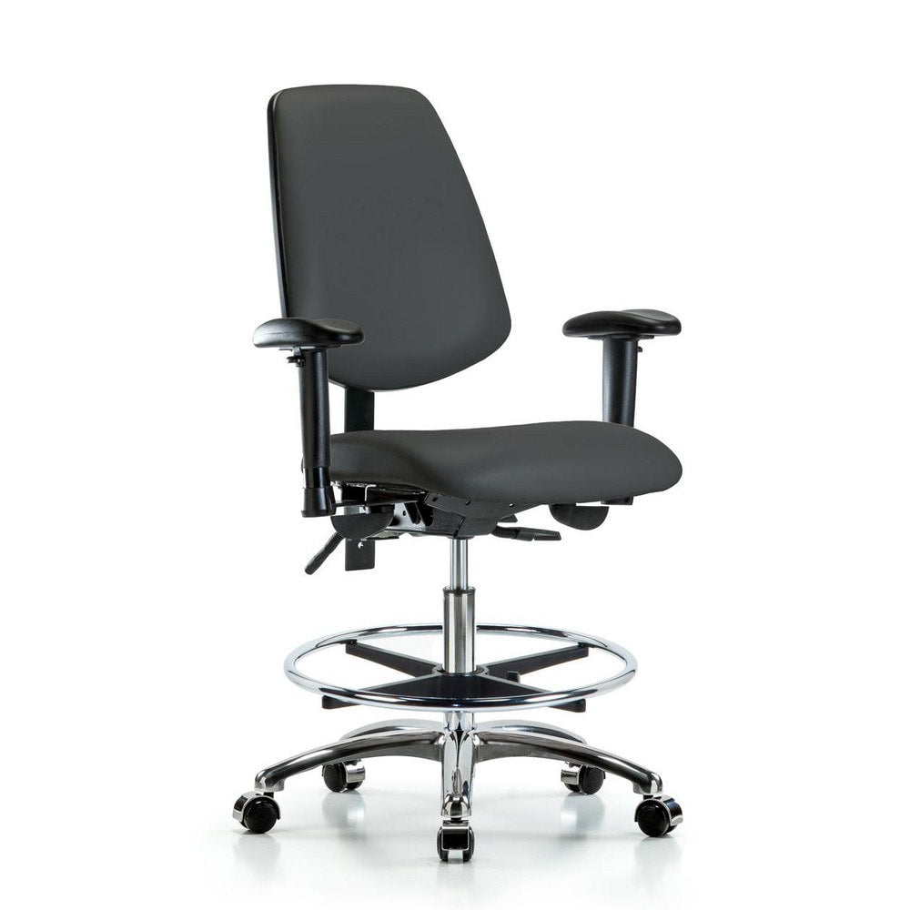 Ergonomic Multifunction Task Chair: Vinyl, 29" Seat Height, Charcoal