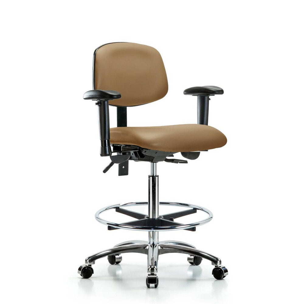 Ergonomic Multifunction Task Chair: Vinyl, 36" Seat Height, Taupe