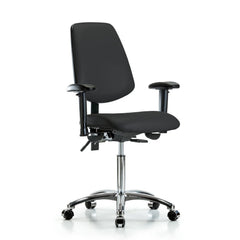 Ergonomic Multifunction Task Chair: Vinyl, 29" Seat Height, Black