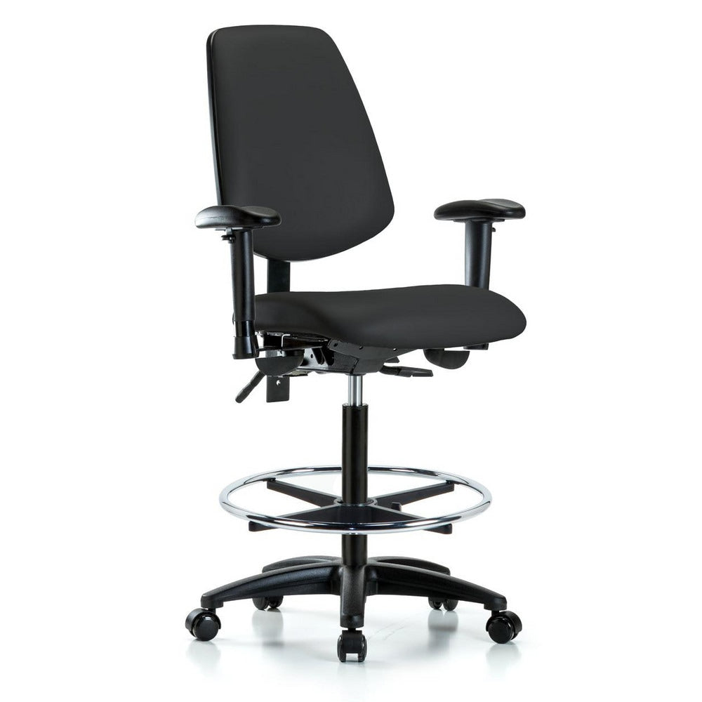 Ergonomic Multifunction Task Chair: Vinyl, 37" Seat Height, Black