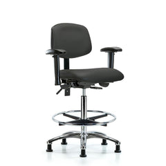 Ergonomic Multifunction Task Chair: Vinyl, 36" Seat Height, Charcoal