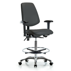 Ergonomic Multifunction Task Chair: Vinyl, 36" Seat Height, Charcoal