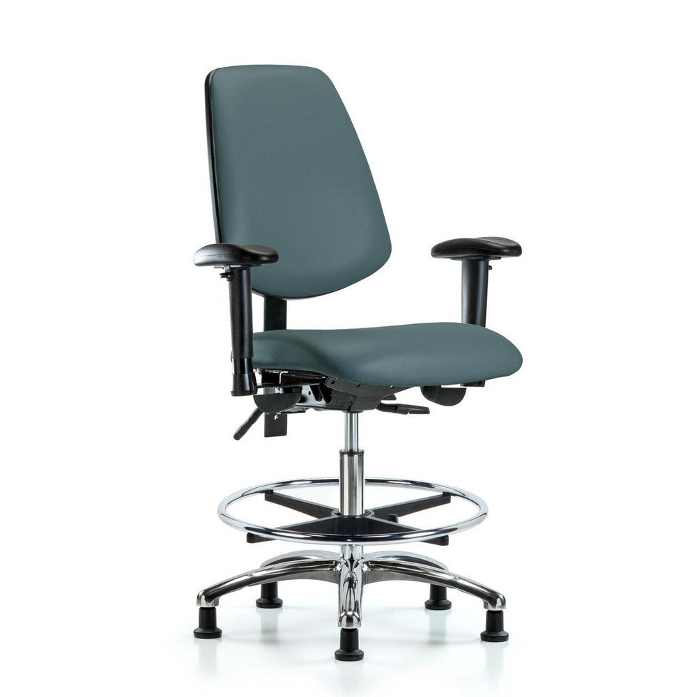 Ergonomic Multifunction Task Chair: Vinyl, 29" Seat Height, Colonial Blue