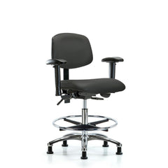 Ergonomic Multifunction Task Chair: Vinyl, 29" Seat Height, Charcoal