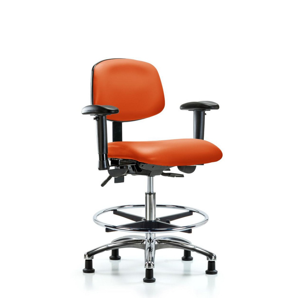 Ergonomic Multifunction Task Chair: Vinyl, 29" Seat Height, Orange Kist