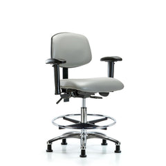 Ergonomic Multifunction Task Chair: Vinyl, 29" Seat Height, Dove Gray