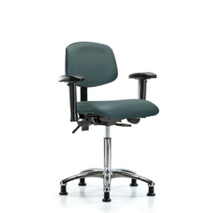 Ergonomic Multifunction Task Chair: Vinyl, 29" Seat Height, Colonial Blue