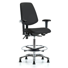 Ergonomic Multifunction Task Chair: Vinyl, 36" Seat Height, Black