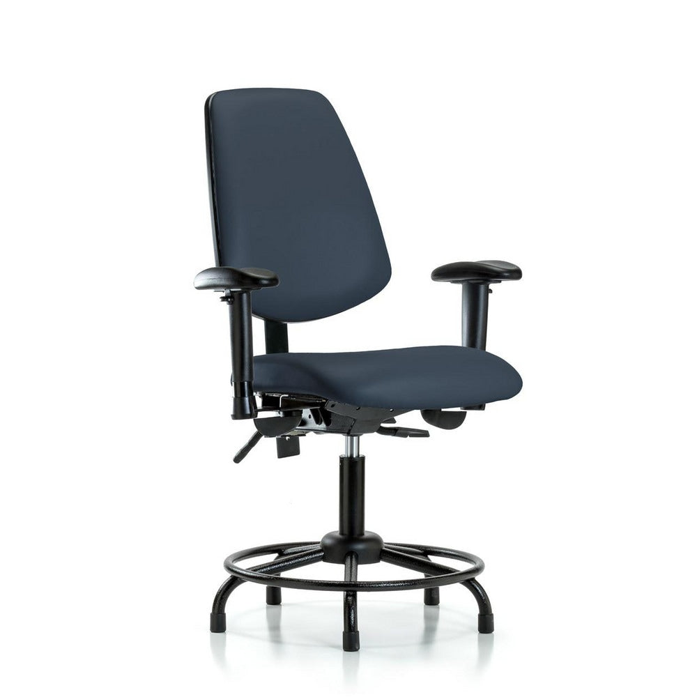 Ergonomic Multifunction Task Chair: Vinyl, 25-3/4" Seat Height, Imperial Blue