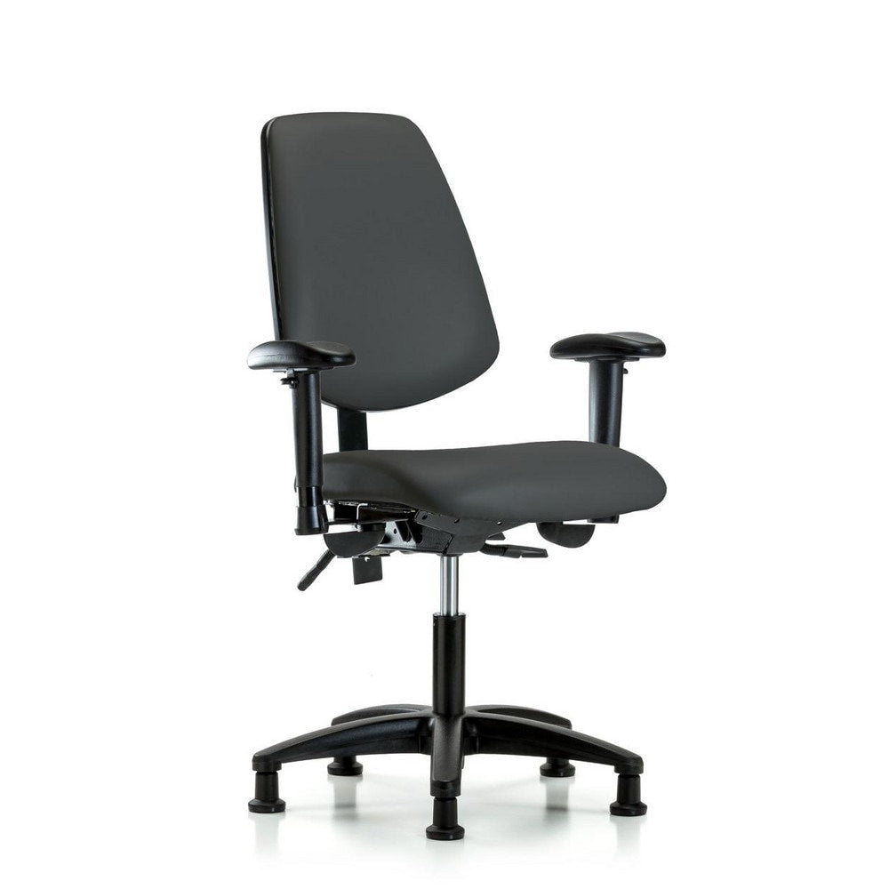 Ergonomic Multifunction Task Chair: Vinyl, 23" Seat Height, Charcoal