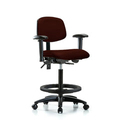 Ergonomic Multifunction Task Chair: Vinyl, 34-1/2" Seat Height, Burgundy