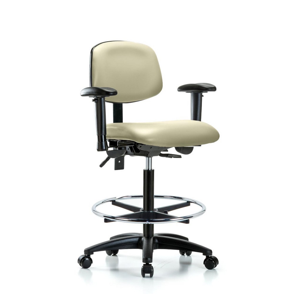 Ergonomic Multifunction Task Chair: Vinyl, 34-1/2" Seat Height, Adobe White