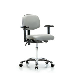 Ergonomic Multifunction Task Chair: Vinyl, 29" Seat Height, Dove Gray