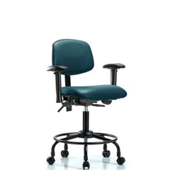 Ergonomic Multifunction Task Chair: Vinyl, 27-3/4" Seat Height, Marine Blue