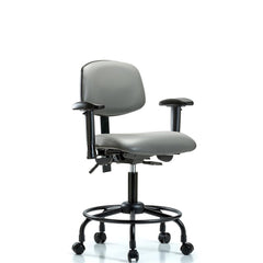 Ergonomic Multifunction Task Chair: Vinyl, 27-3/4" Seat Height, Sterling