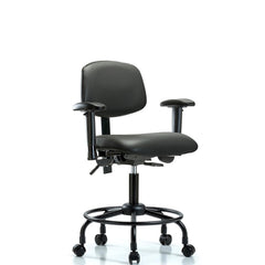 Ergonomic Multifunction Task Chair: Vinyl, 27-3/4" Seat Height, Carbon