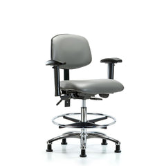 Ergonomic Multifunction Task Chair: Vinyl, 29" Seat Height, Sterling