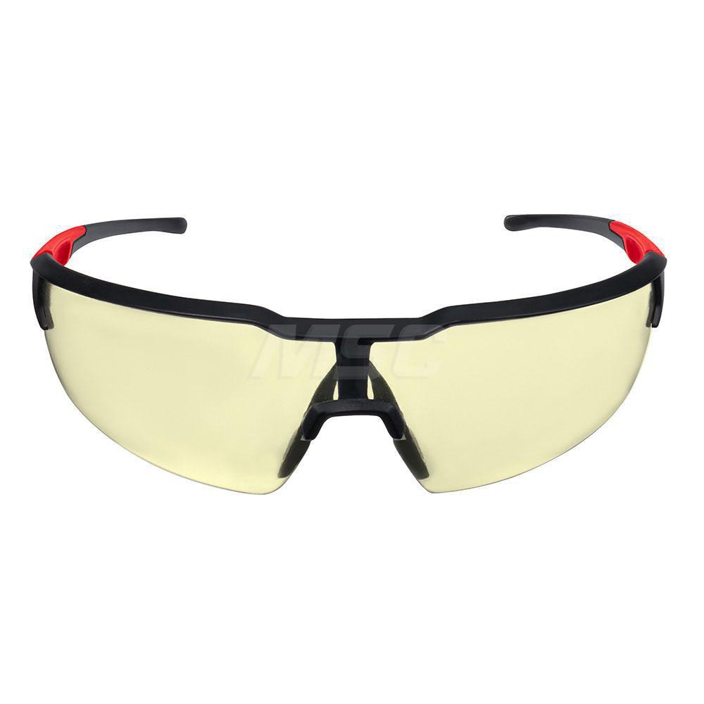 Safety Glasses: Anti-Fog & Anti-Scratch, Plastic, Yellow Lenses, Half-Framed