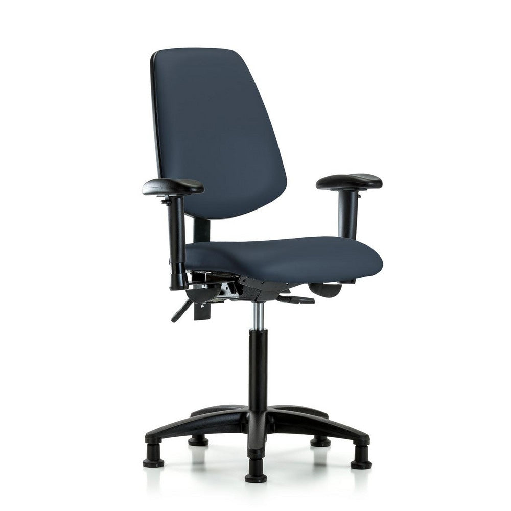 Ergonomic Multifunction Task Chair: Vinyl, 28-1/2" Seat Height, Imperial Blue